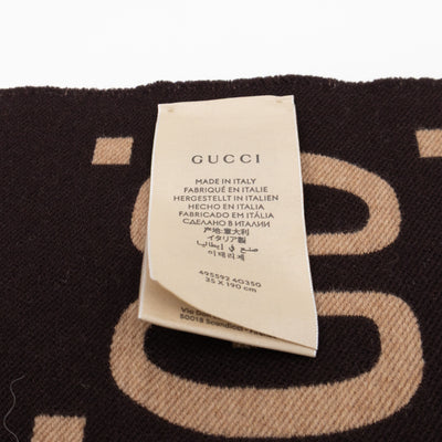 GG Jacquard Jumbo GG Wool Silk Scarf Beige