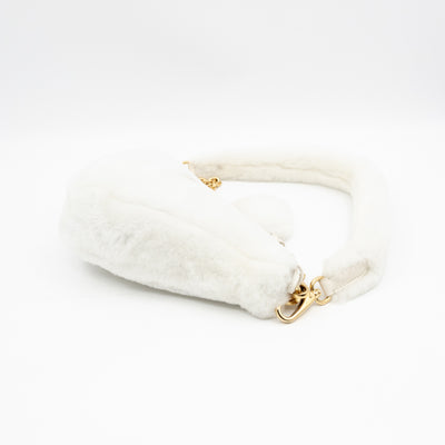 Triangle Crossbody Bag White Shearling