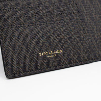 Large Zip Pouch Brown Print Black Leather
