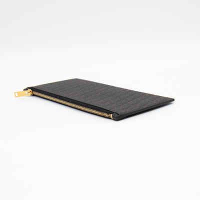 Large Zip Pouch Brown Print Black Leather
