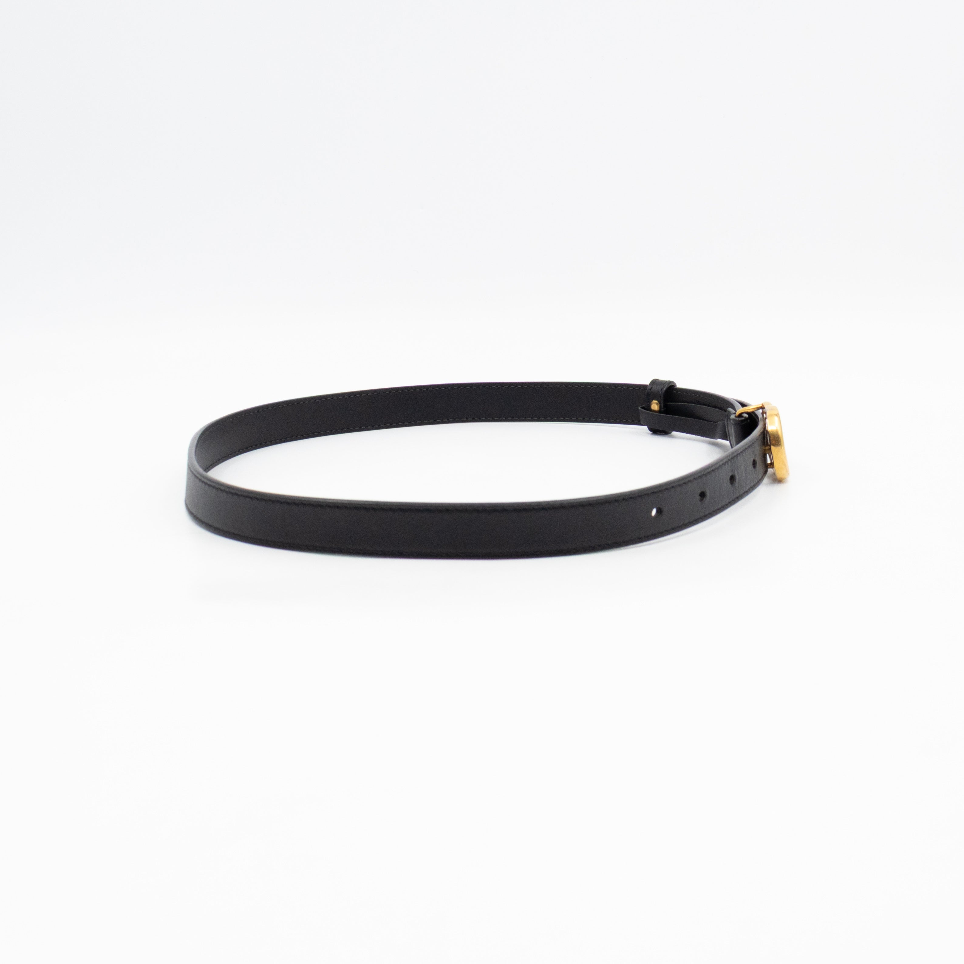 GG Marmont Thin Belt Black Leather 70 cm