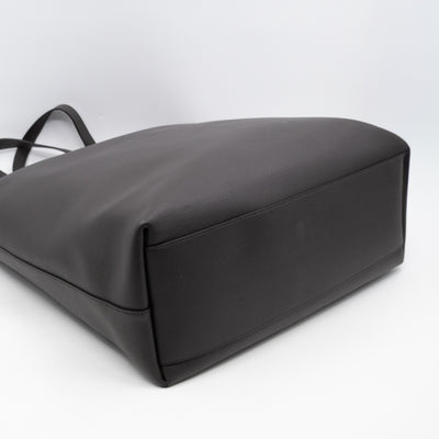 North South Large Shopping Tote Grey Leather