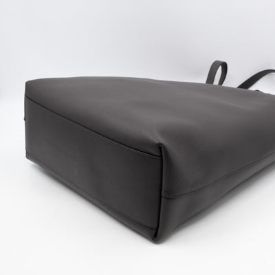 North South Large Shopping Tote Grey Leather