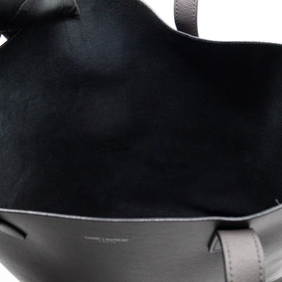 North South Large Shopping Tote Grey Leather