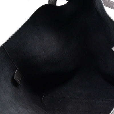 North South Large Shopping Tote Grey Leather