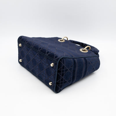 Lady D-Lite Medium Dark Blue Velvet Embroidery Cannage