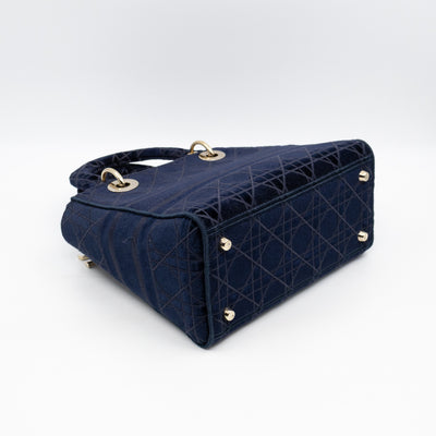 Lady D-Lite Medium Dark Blue Velvet Embroidery Cannage