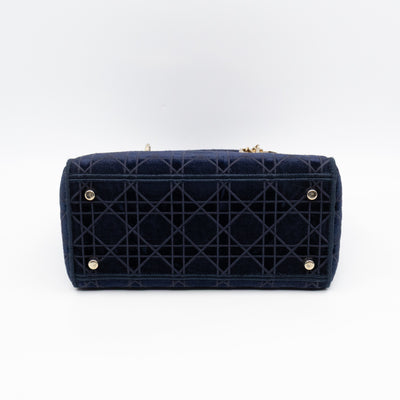 Lady D-Lite Medium Dark Blue Velvet Embroidery Cannage