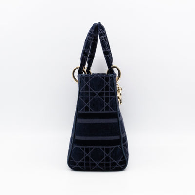 Lady D-Lite Medium Dark Blue Velvet Embroidery Cannage