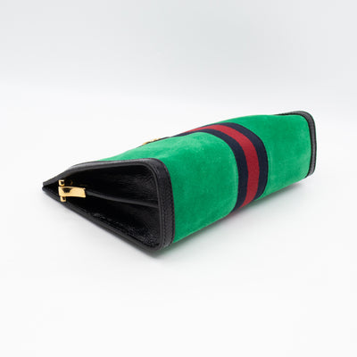 Ophidia Chain GG Small Shoulder Bag Green Suede