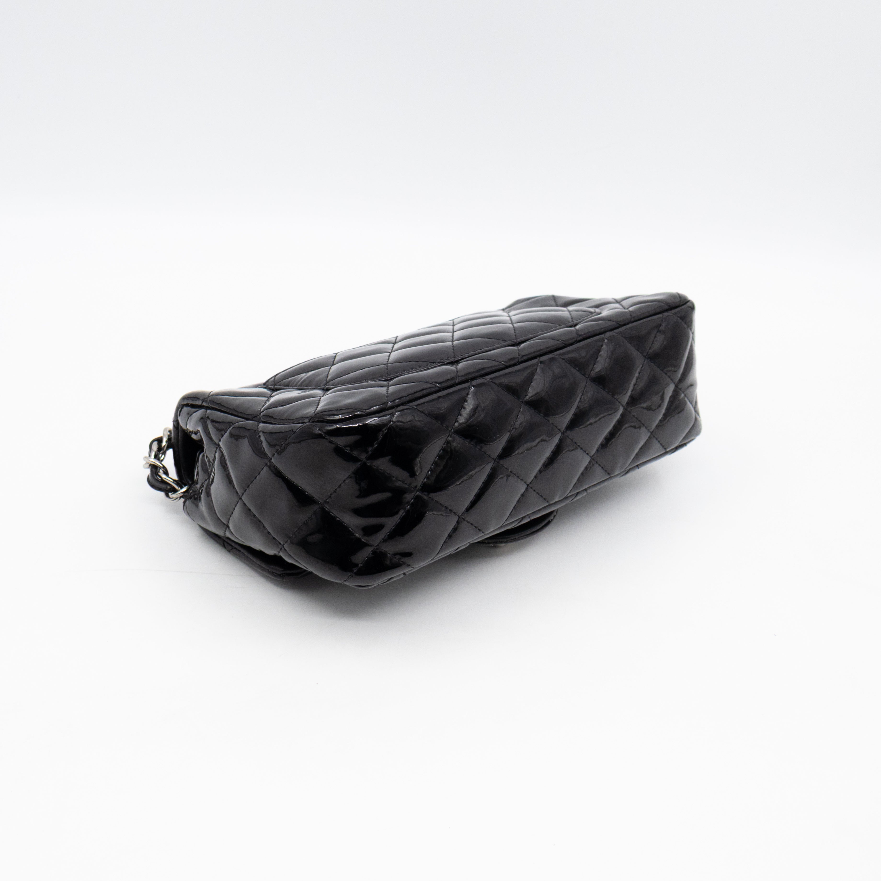 Classic Single Flap Mini Rectangular Black Patent Leather