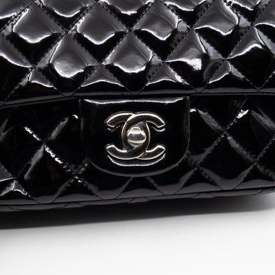 Classic Single Flap Mini Rectangular Black Patent Leather