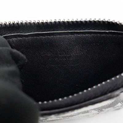Zipped Card Holder White Palm Trees Black Leather
