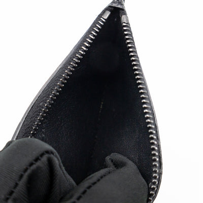 Zipped Card Holder White Palm Trees Black Leather