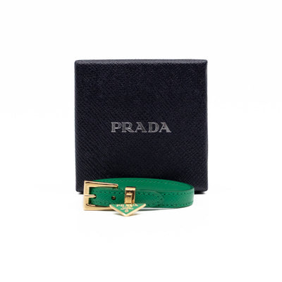 Triangle Charm Bracelet Green Leather