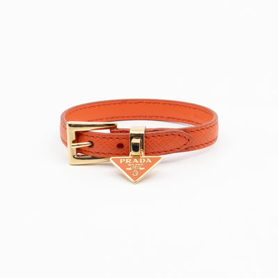 Triangle Charm Bracelet Orange Leather