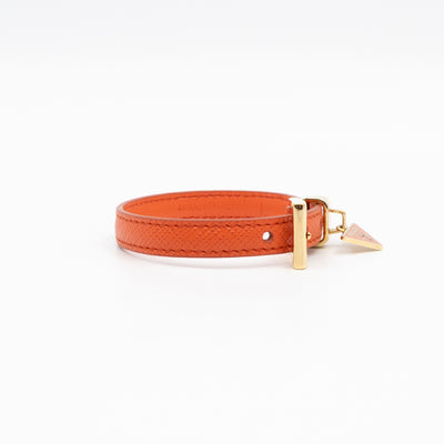 Triangle Charm Bracelet Orange Leather