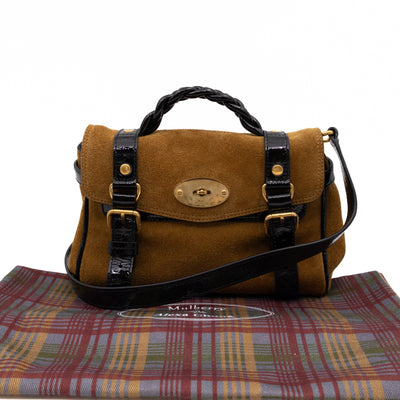 Mini Alexa Brown Suede Black Patent Leather