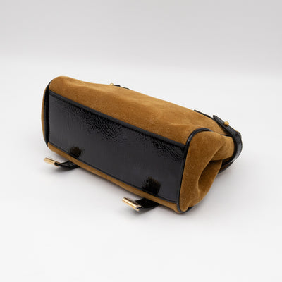 Mini Alexa Brown Suede Black Patent Leather