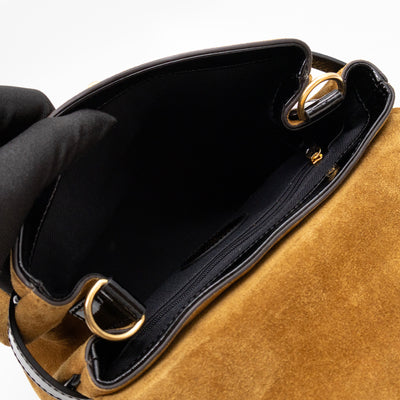 Mini Alexa Brown Suede Black Patent Leather