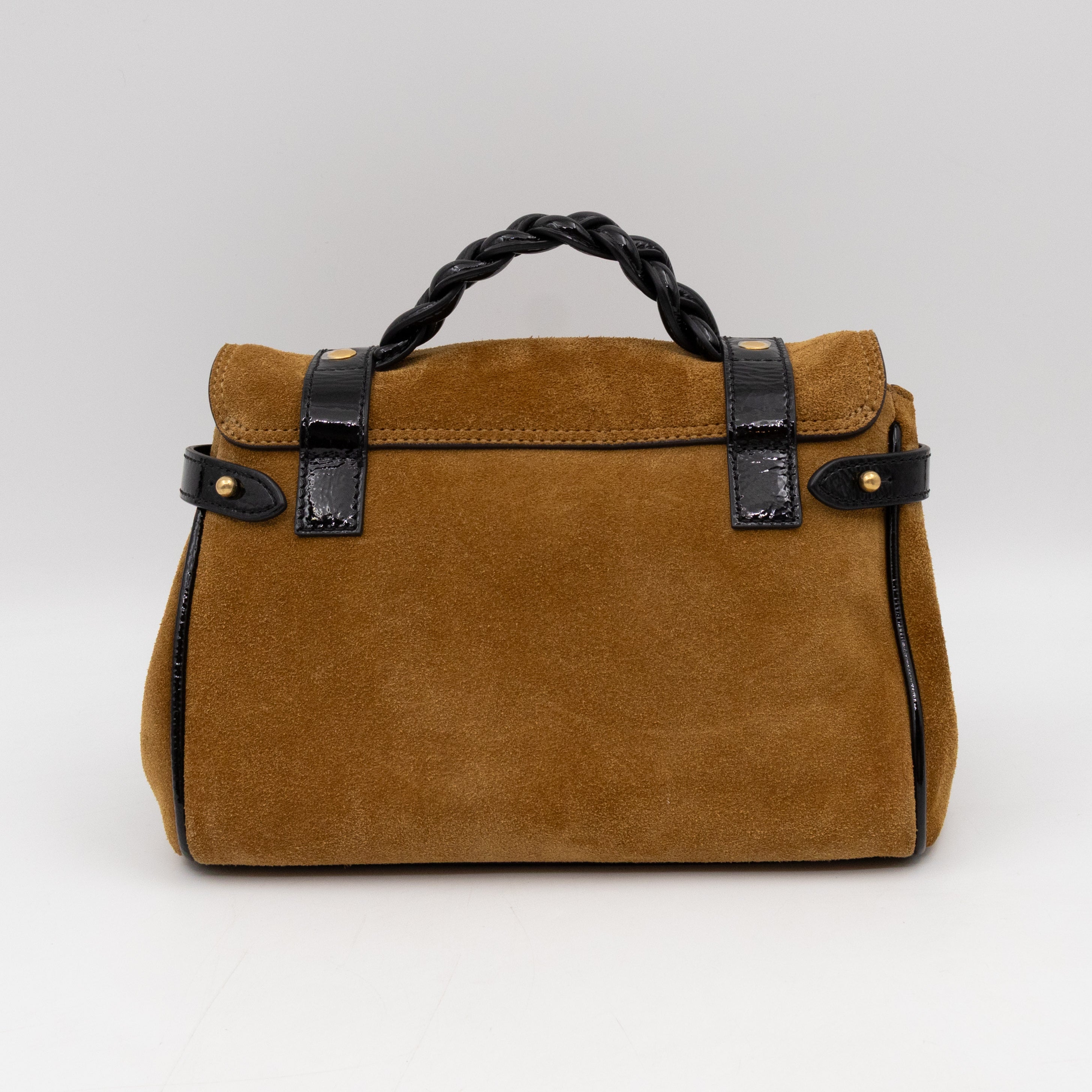 Mini Alexa Brown Suede Black Patent Leather
