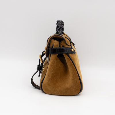 Mini Alexa Brown Suede Black Patent Leather