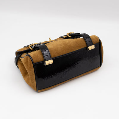 Mini Alexa Brown Suede Black Patent Leather