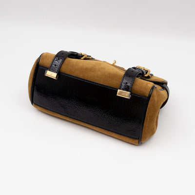 Mini Alexa Brown Suede Black Patent Leather