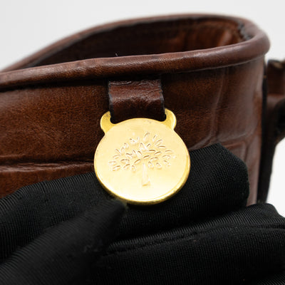 Vintage Bucket Bag Brown Croc Embossed Leather