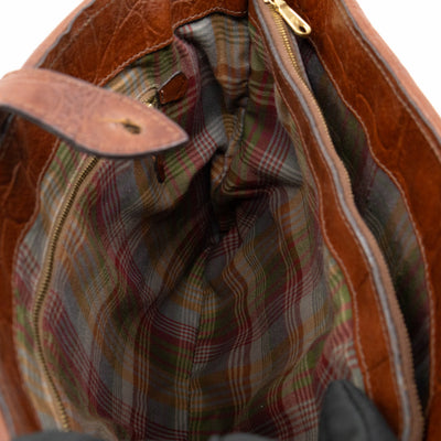 Vintage Bucket Bag Brown Croc Embossed Leather