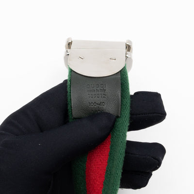 Web Stripe Canvas Belt 100 cm Red & Green