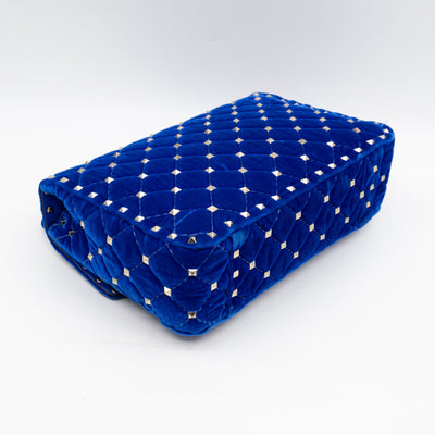 Rockstud Spike Medium Shoulder Bag Blue Velvet