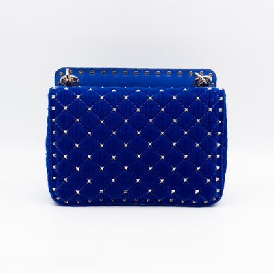 Rockstud Spike Medium Shoulder Bag Blue Velvet