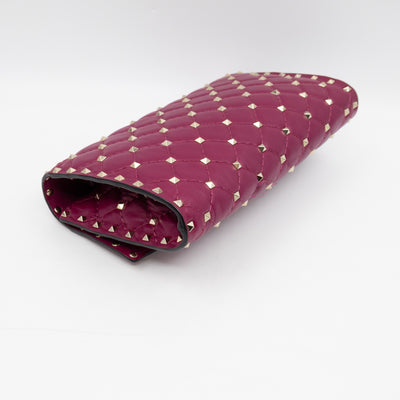 Rockstud Spike Crossbody Clutch Bag Fuchsia Leather