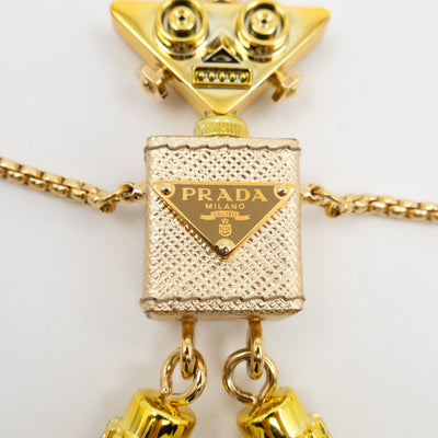 Robot Keychain Charm Gold Metal