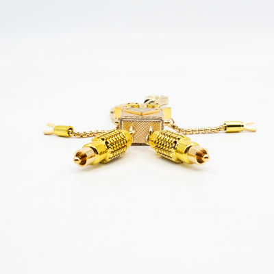 Robot Keychain Charm Gold Metal