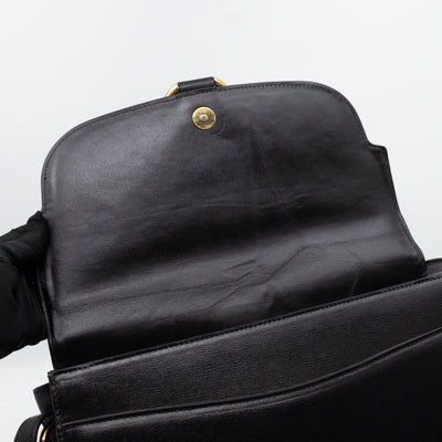 GG Ring Shoulder Bag Black Leather