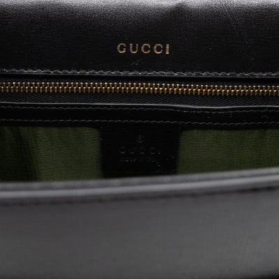 GG Ring Shoulder Bag Black Leather