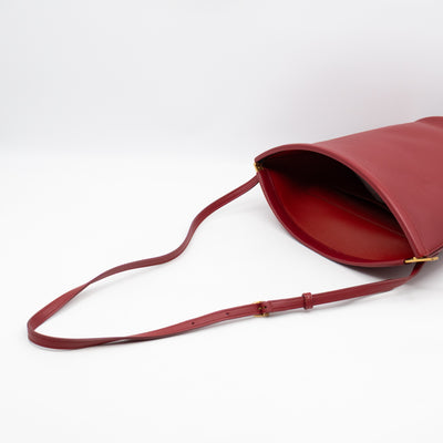 Clasp Bucket Bag Red Leather