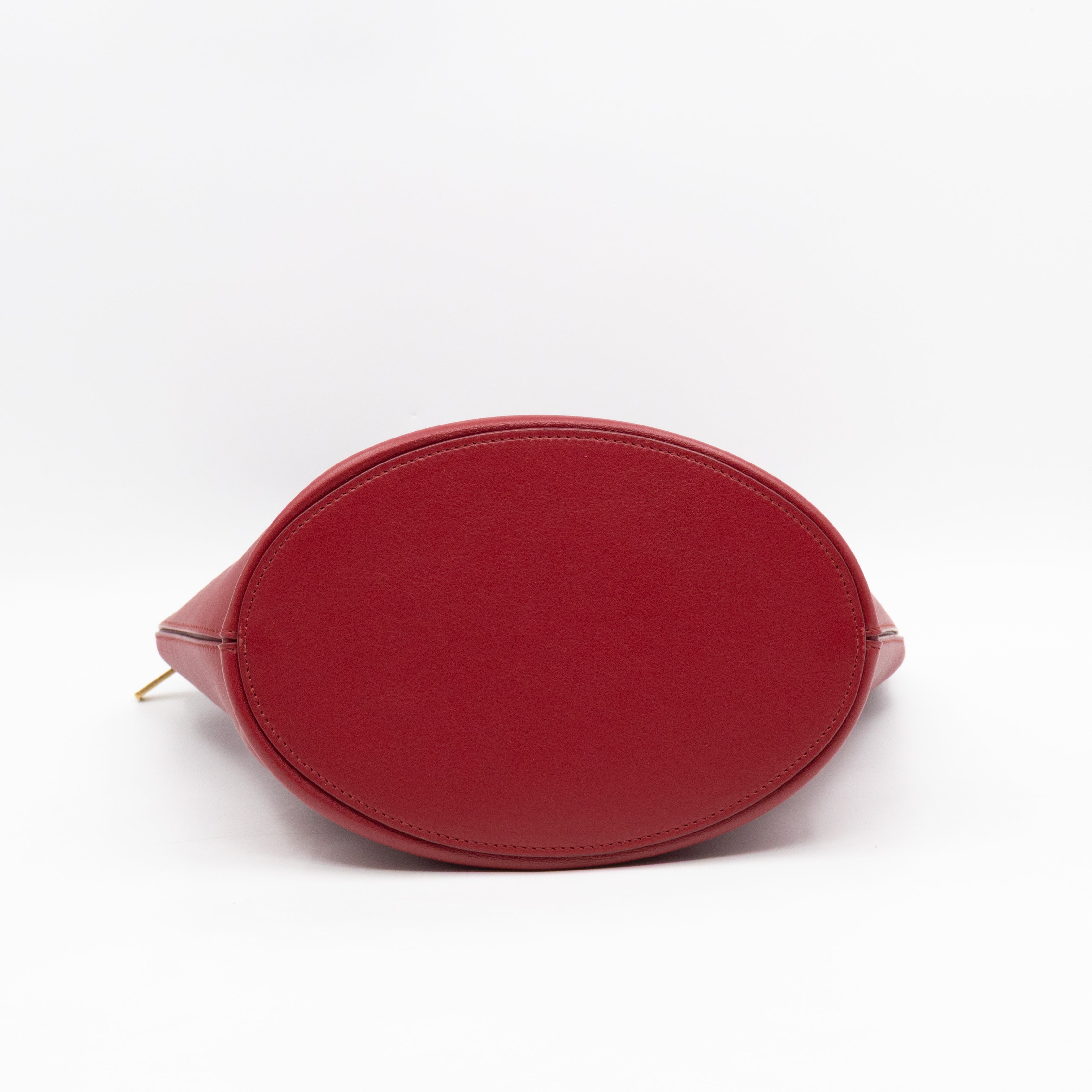 Clasp Bucket Bag Red Leather