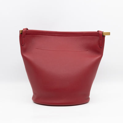 Clasp Bucket Bag Red Leather