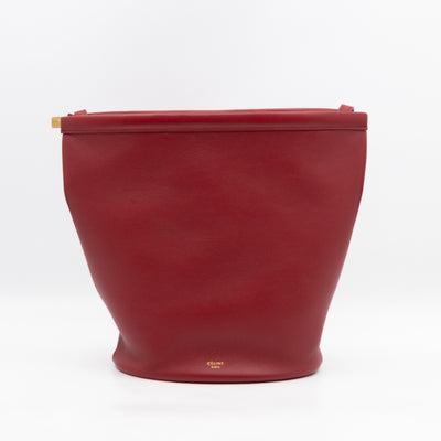 Clasp Bucket Bag Red Leather