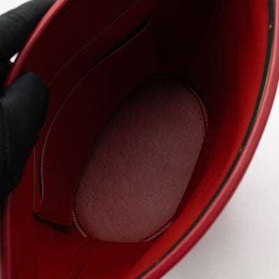 Clasp Bucket Bag Red Leather