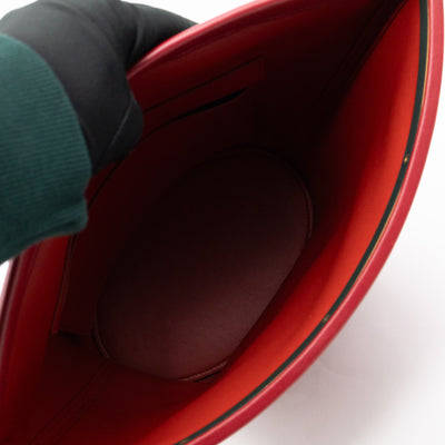 Clasp Bucket Bag Red Leather