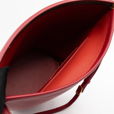 Clasp Bucket Bag Red Leather