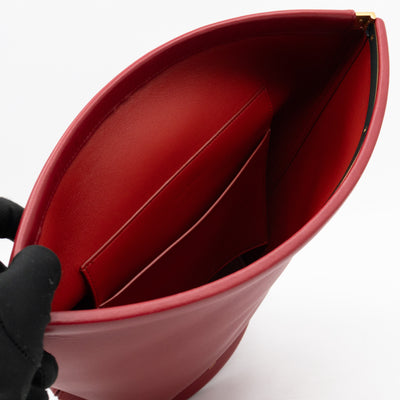 Clasp Bucket Bag Red Leather