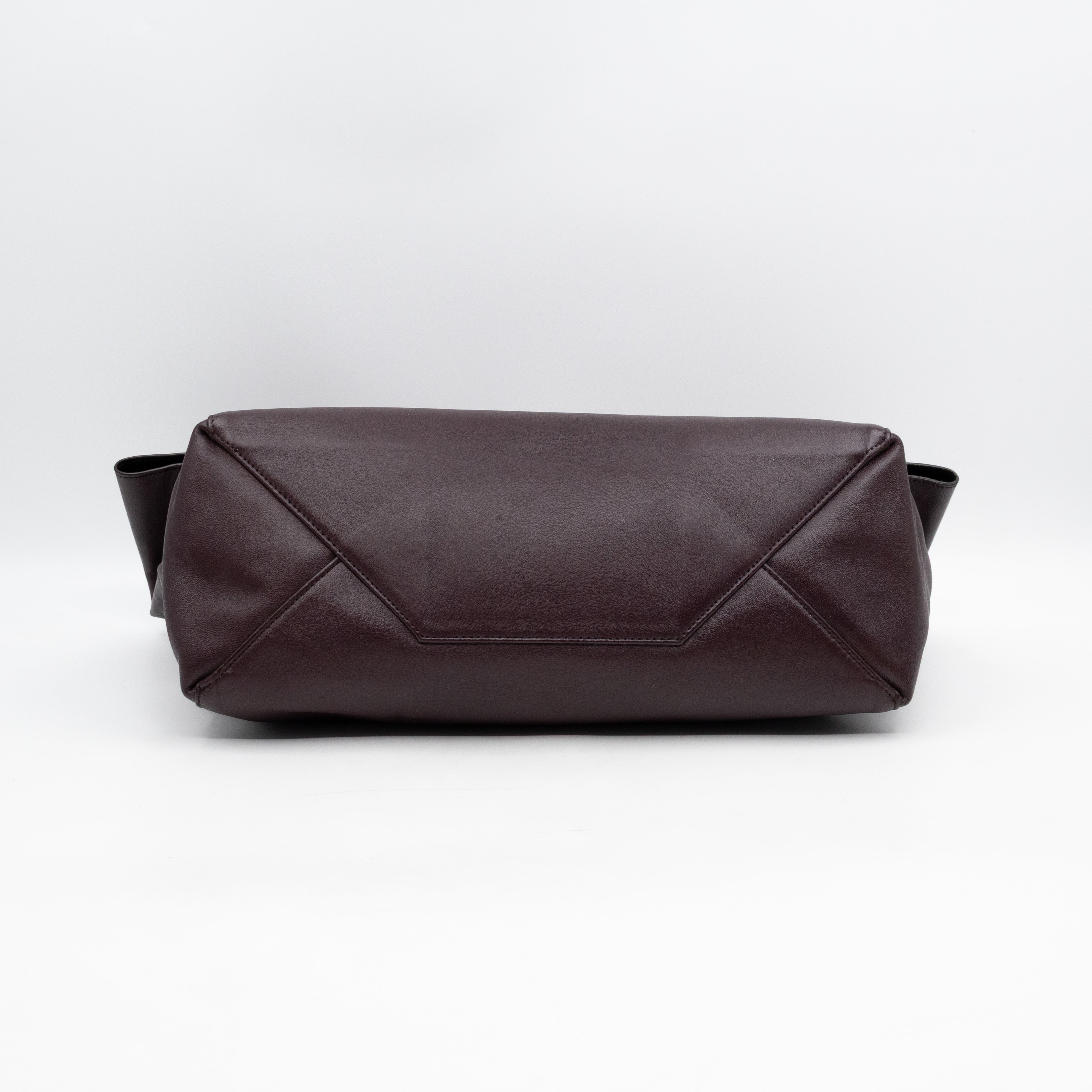 Cabas Fold-over Clutch Bag Burgundy Leather
