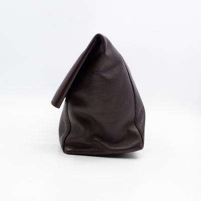 Cabas Fold-over Clutch Bag Burgundy Leather