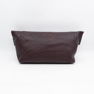 Cabas Fold-over Clutch Bag Burgundy Leather