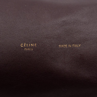 Cabas Fold-over Clutch Bag Burgundy Leather